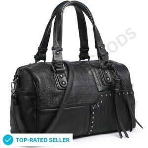 Vegan Leather Barrel Bag Large Hobo Tote Satchel Shoulder Purse Work Chic